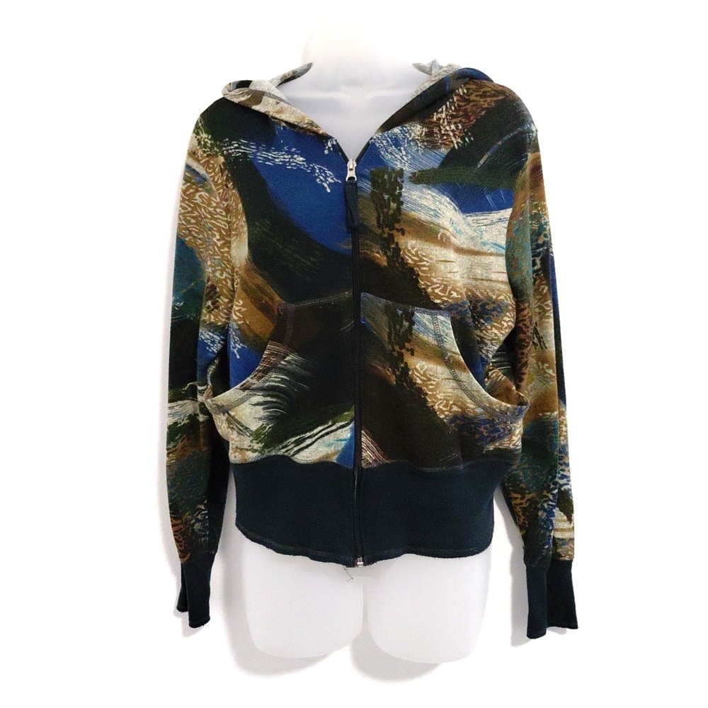 Y2K Crop Hoodie Womens‎ Sweater LA MOVERS XLarge Zip Up Goth Grunge VTG Retro
